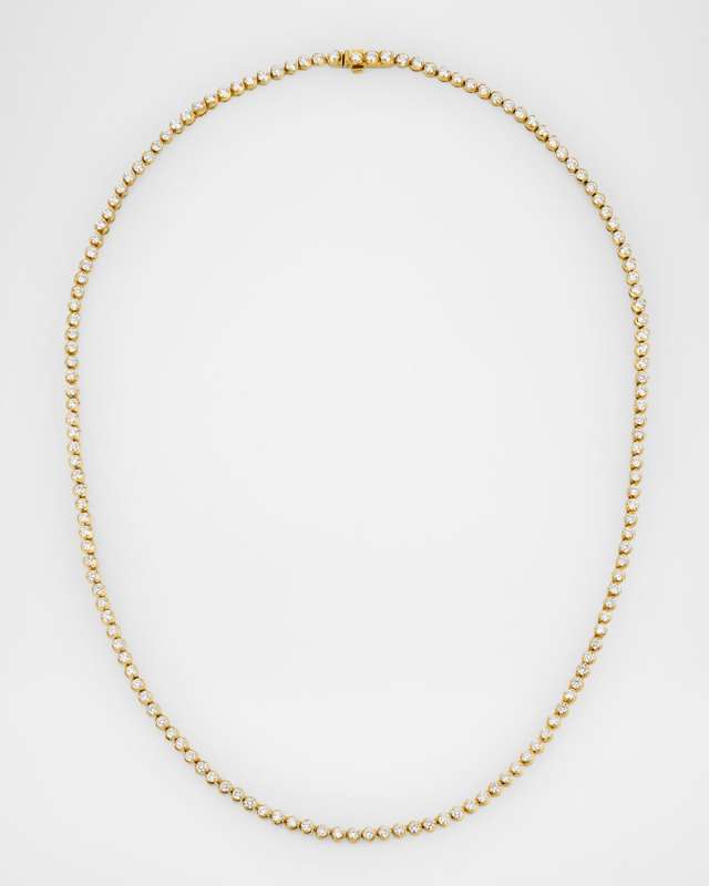 18K Yellow Gold Diamond Tennis Necklace